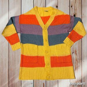 Lularoe LUCILLE Bright multicolor striped oversize V-neck cardigan sweater